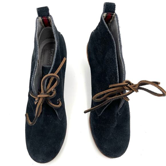 Sperry Harlow black ankle booties SIZE 7.5 EUC leather suede - Picture 8 of 10